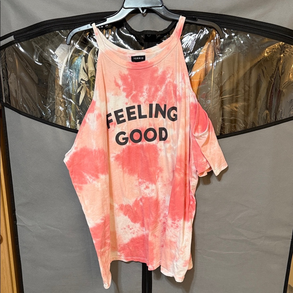 Torrid Pink Tie-Dye Cold Shoulder Tee